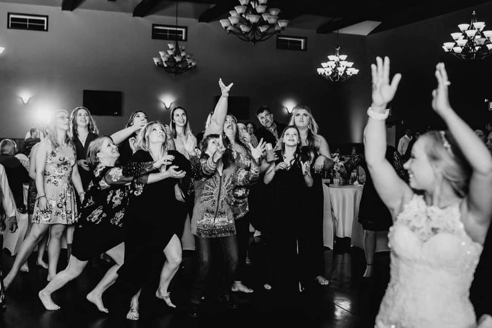 Olivia Throwing the Bouquet