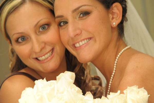 Makeup for bride and maid of honor (also for rest of wedding party, not pictured)