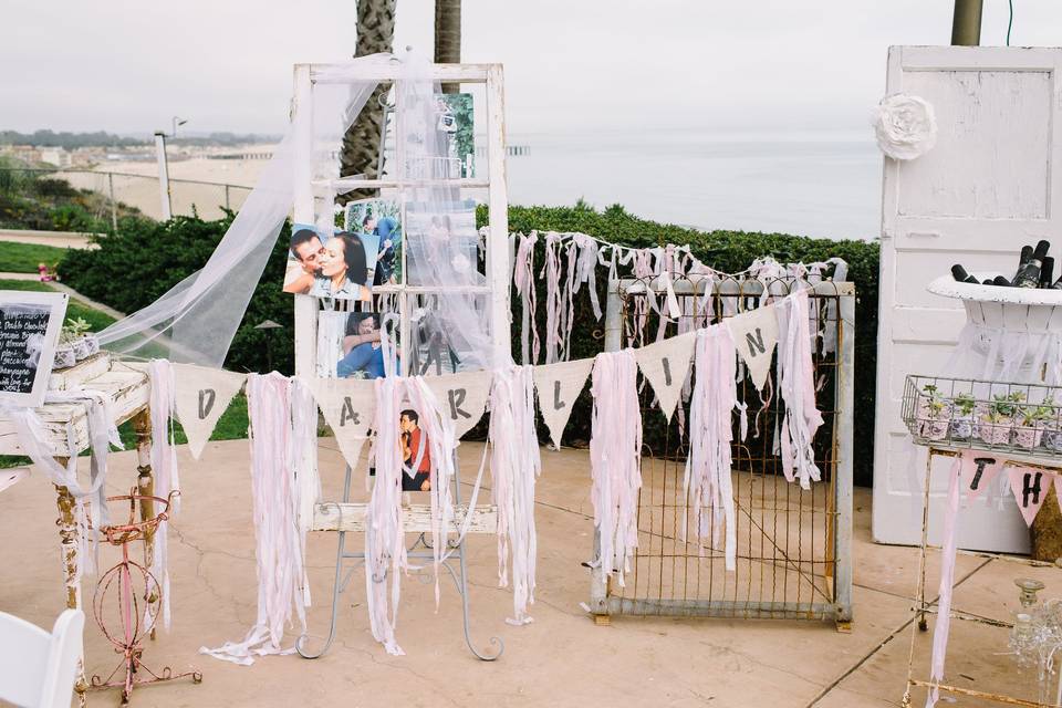 Shabby chic decor encircled the event area