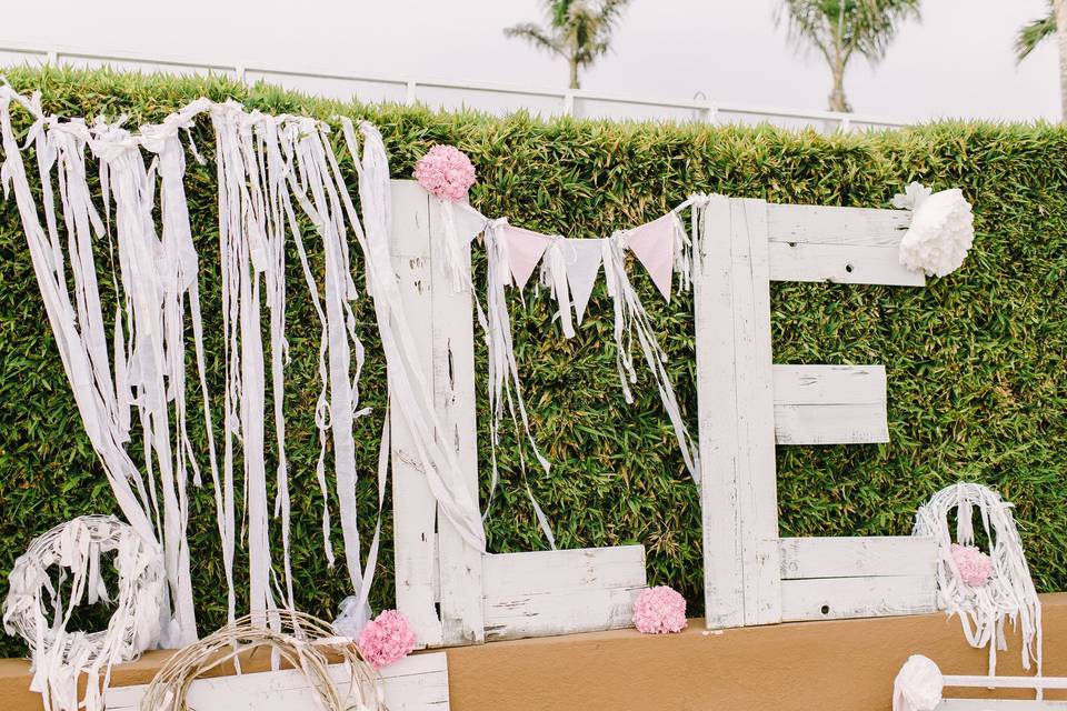 Oversize Initials added to the shabby chic decor