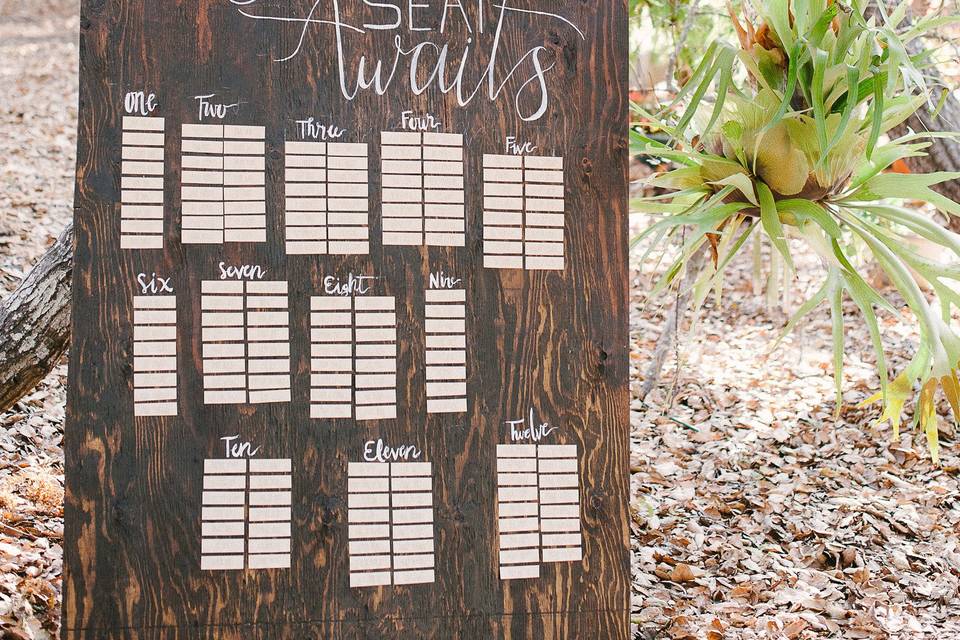 Handmade seating chart