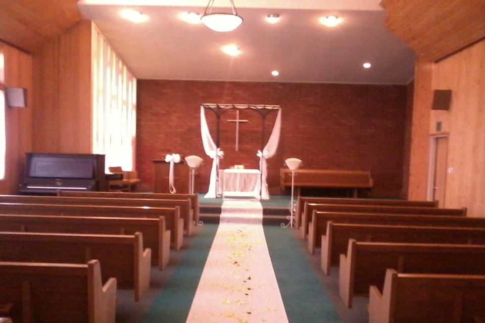 Chapel decorated for a wedding