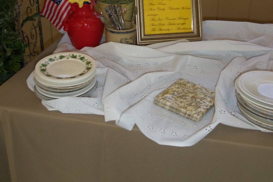 a framed thank you to the ladies that made the pies was placed on the pie table