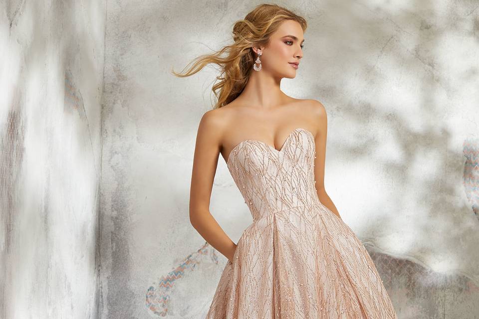 Peach wedding gown