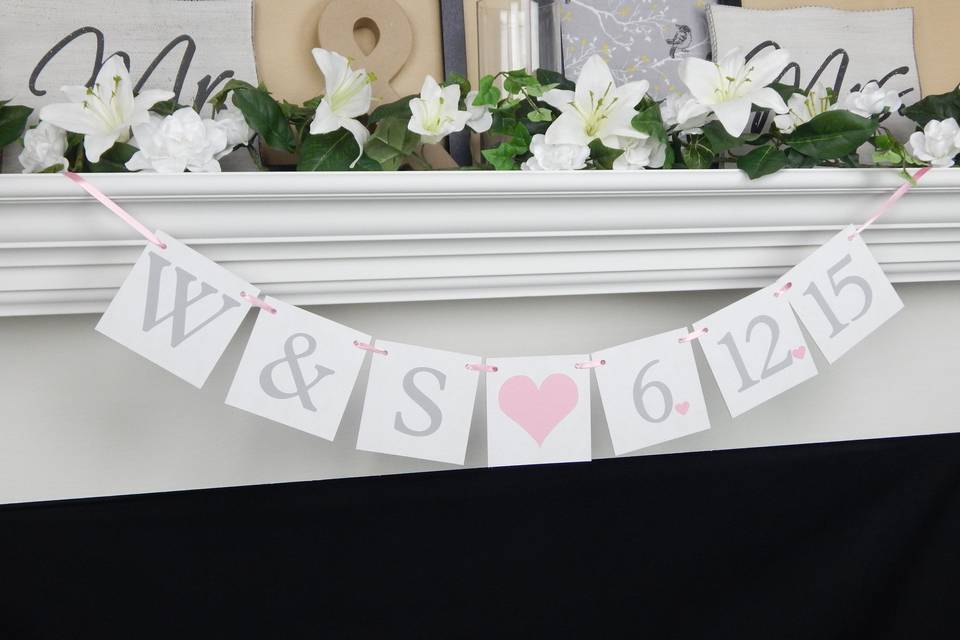 Couples initials and wedding save the date banner