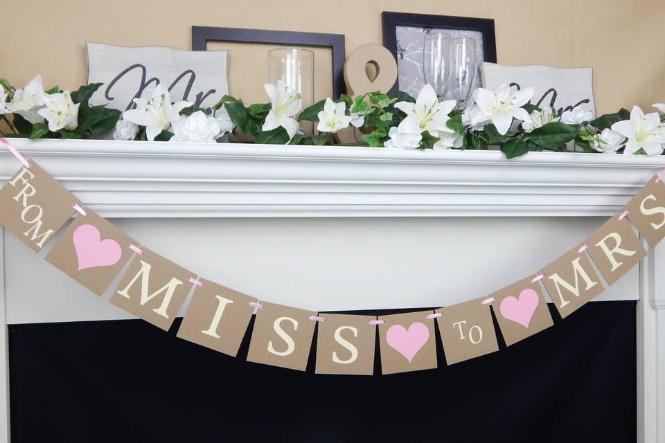 Rustic from miss to mrs banner