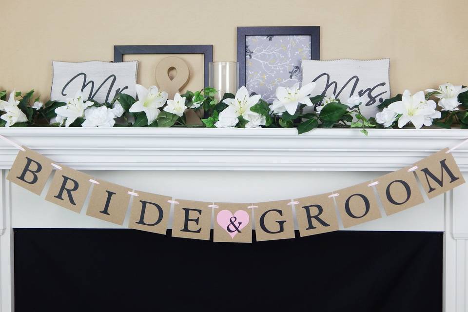 Bride and groom banner