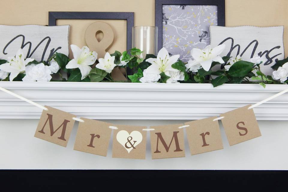 Rustic mr & mrs banner