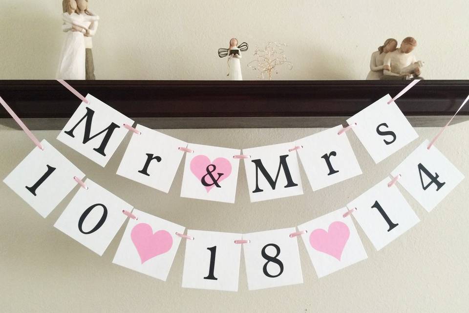 Mr & mrs and save the date banner set