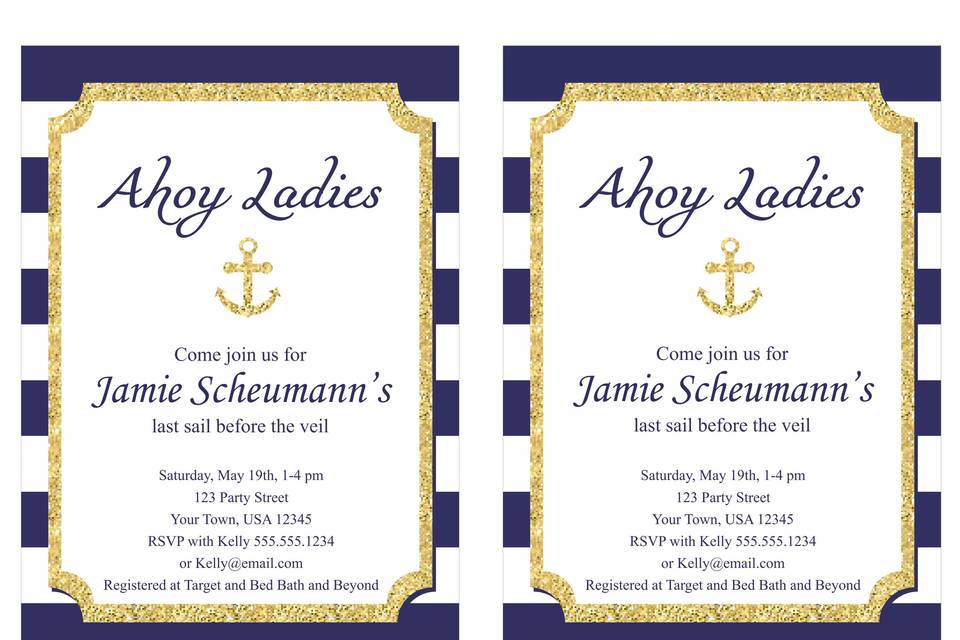 Ahoy ladies bridal shower invitations