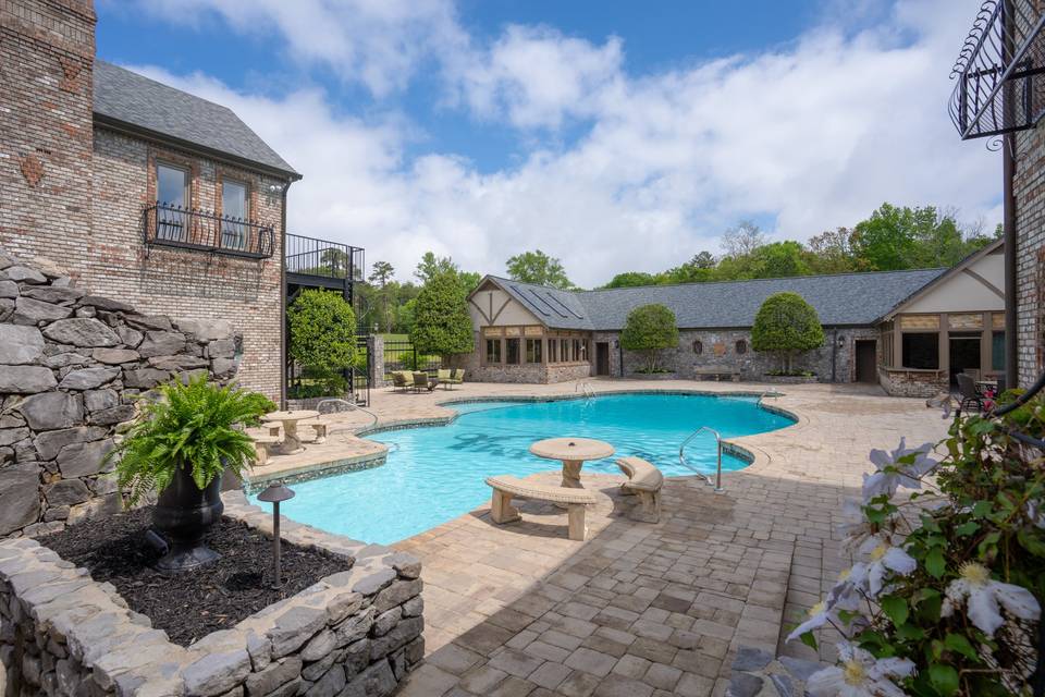 View of pool from main house