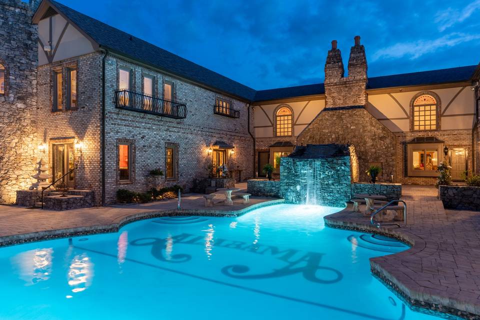 Pool area night