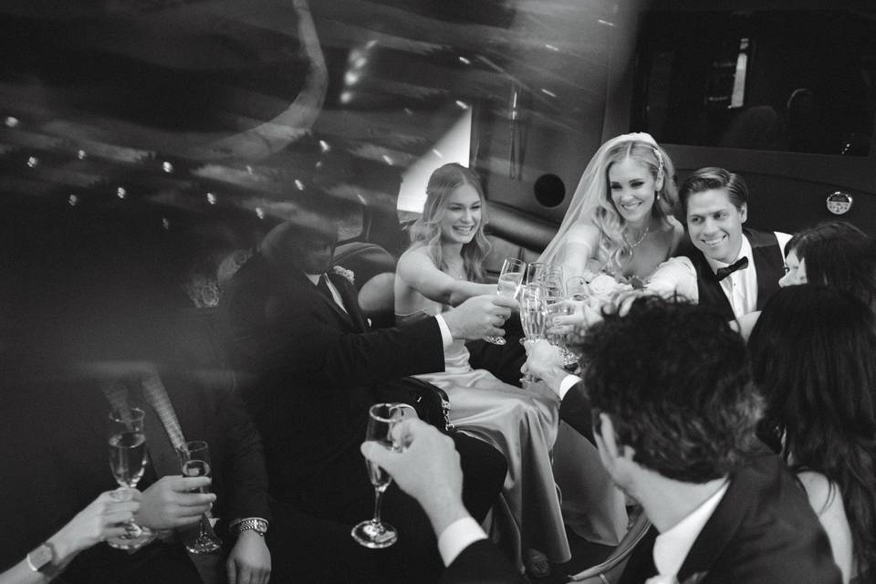 Toast on party Bus
