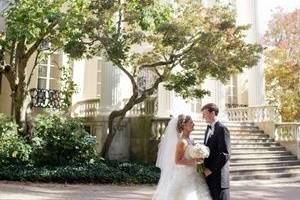 Newlyweds outside the venue