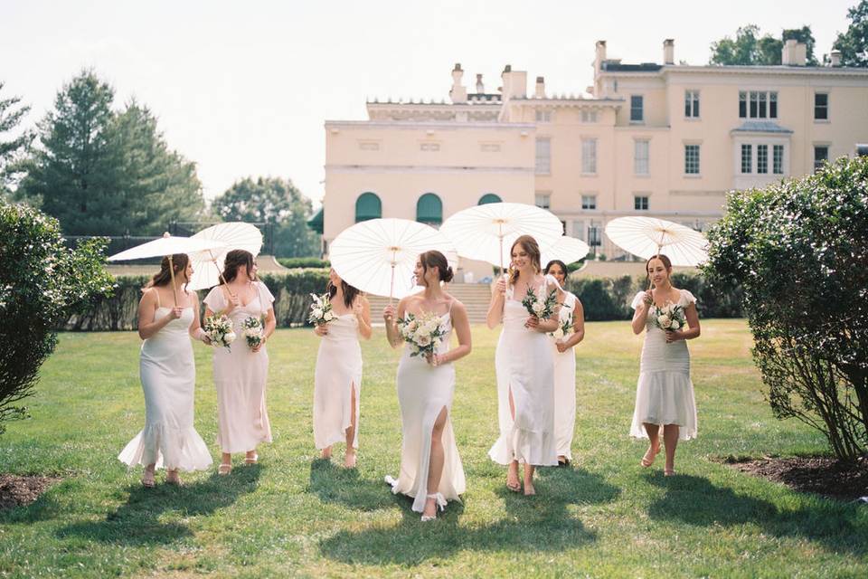 Bridesmaids in the garden