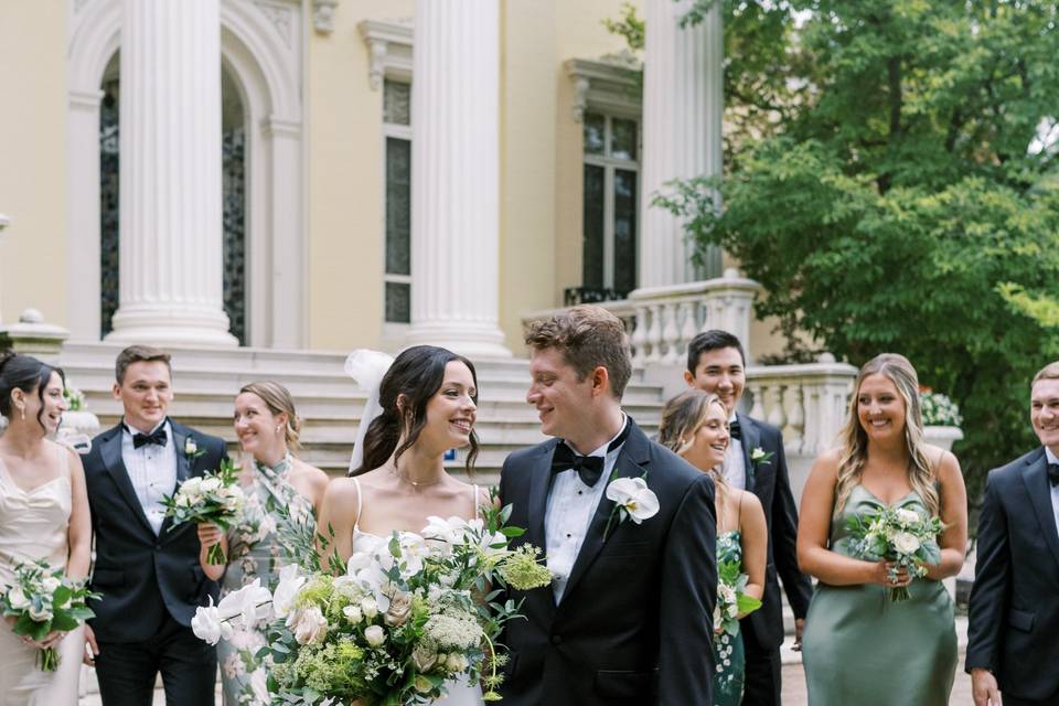 Bridal Party front of house