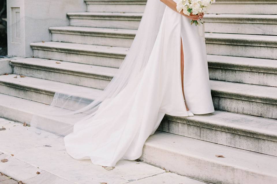 Bridal portrait on front steps