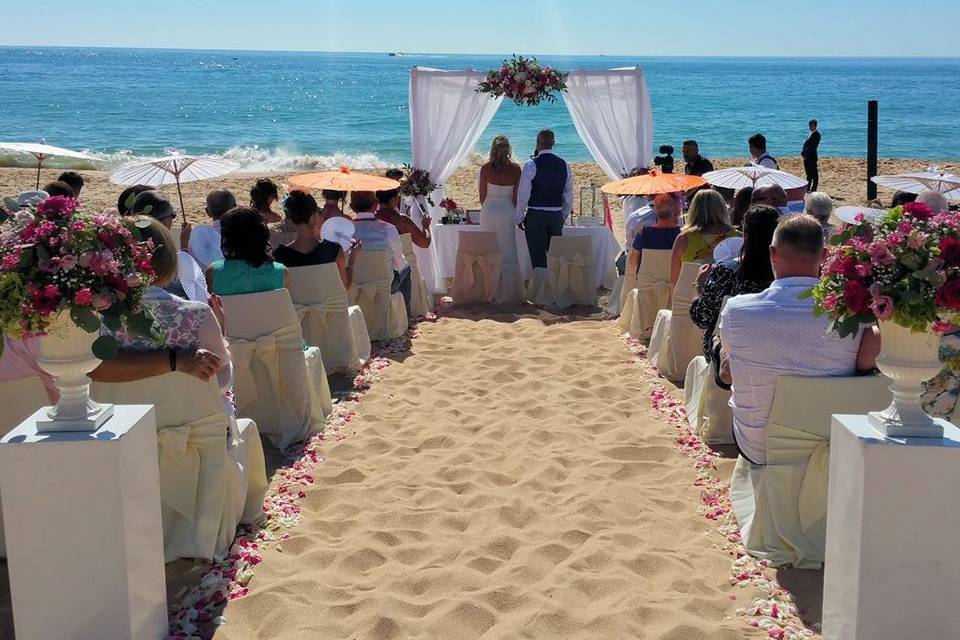 Beach wedding ceremony