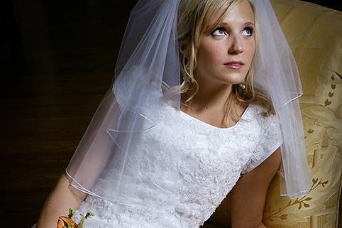 Bride looking up