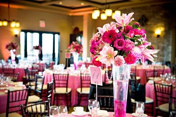 Table setup with centerpiece