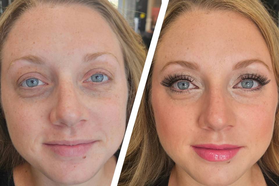 Full face makeup application