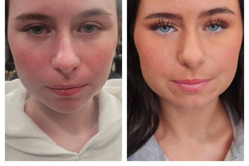 Full face makeup application