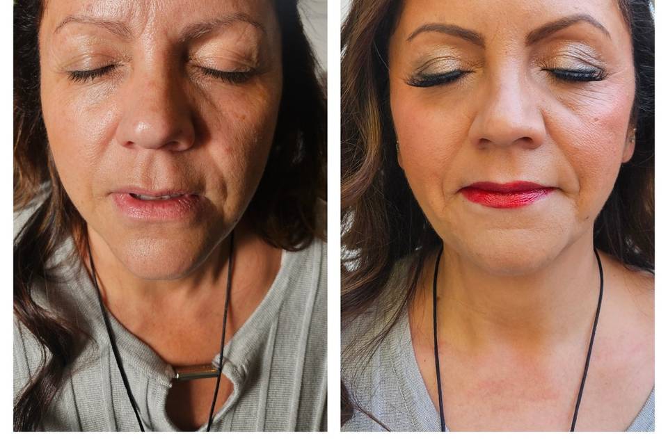 Full face makeup application
