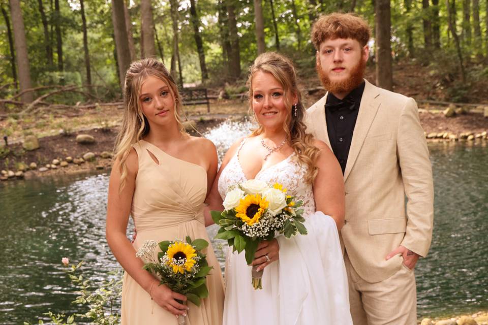 Full face makeup on bride and