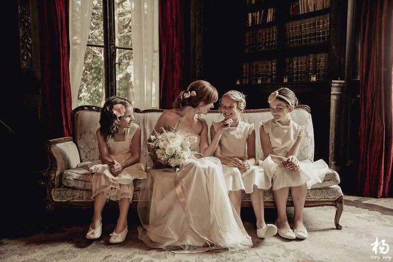 The bride and her flower girls