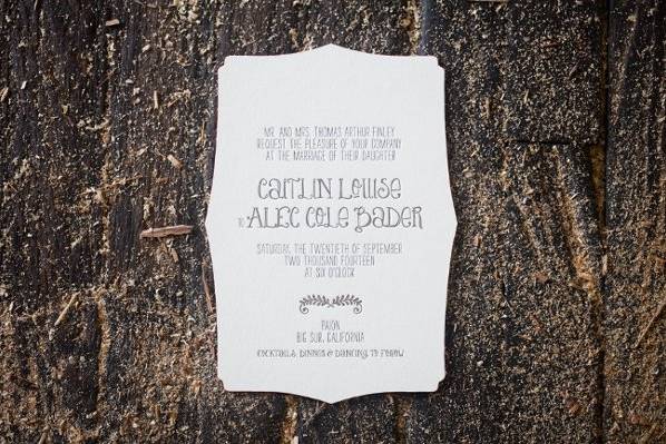Palmer - a stylish, die-cut letterpress wedding invitation from Smock's latest collection.
