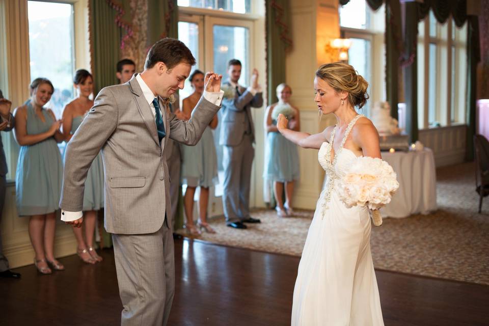 Groom and bride dancing