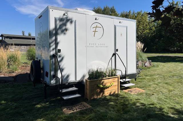 Restroom trailer at event
