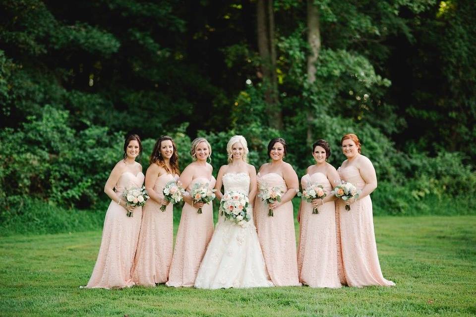 Bride and her bridesmaids