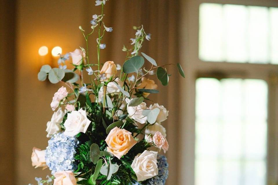 Table setting and floral centerpiece