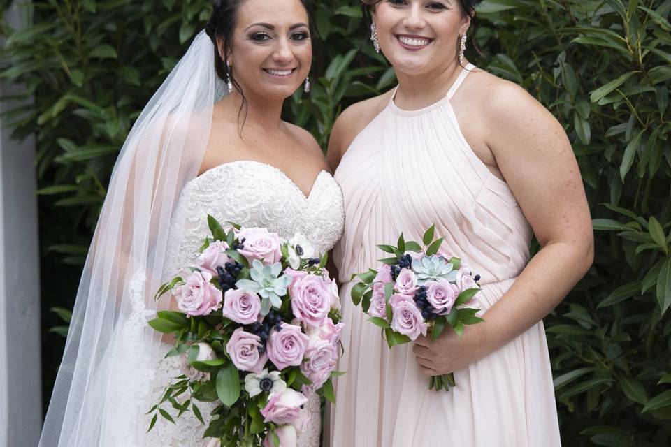 Bride and bridesmaid