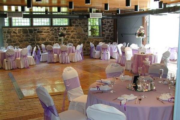 Table setup with flower centerpiece