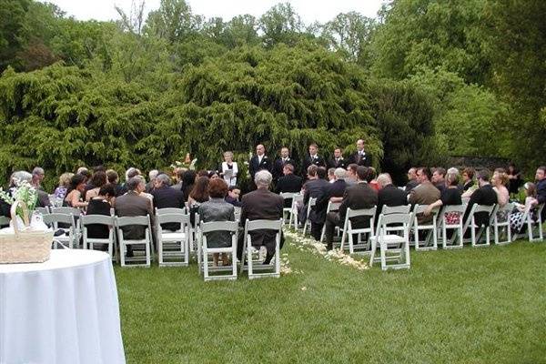 Table setup with flower centerpiece