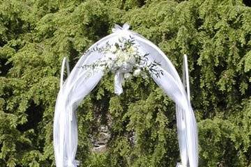 Table setup with flower centerpiece