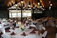 Table setup with flower centerpiece