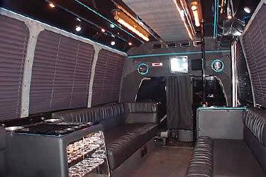 Our Land Yacht interior - 15 passenger Limo bus
