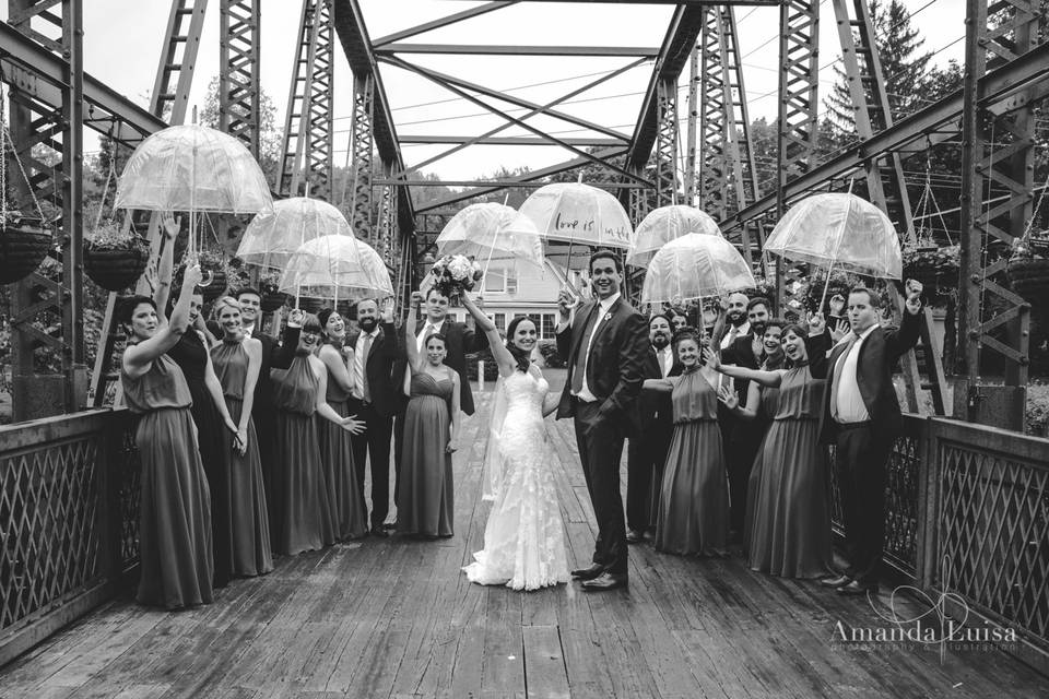 Umbrella bridal party