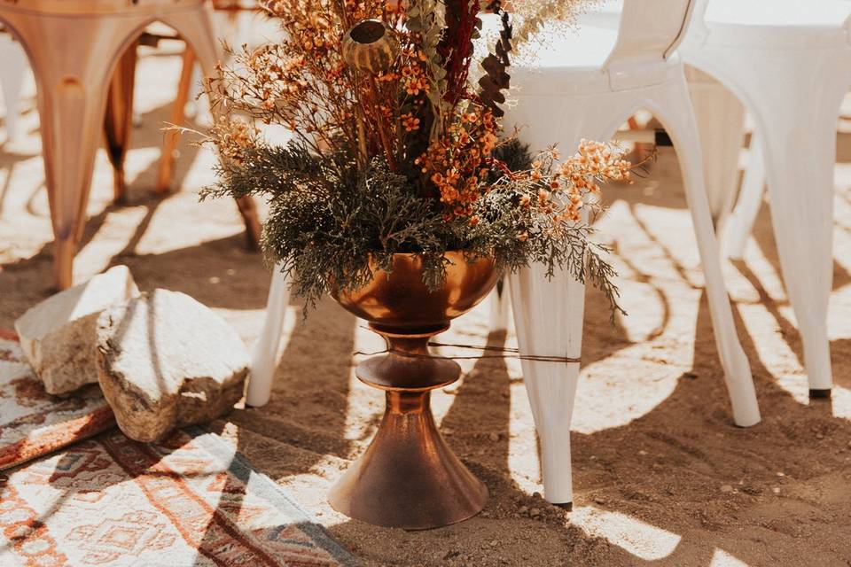 Desert Rose and White Chairs