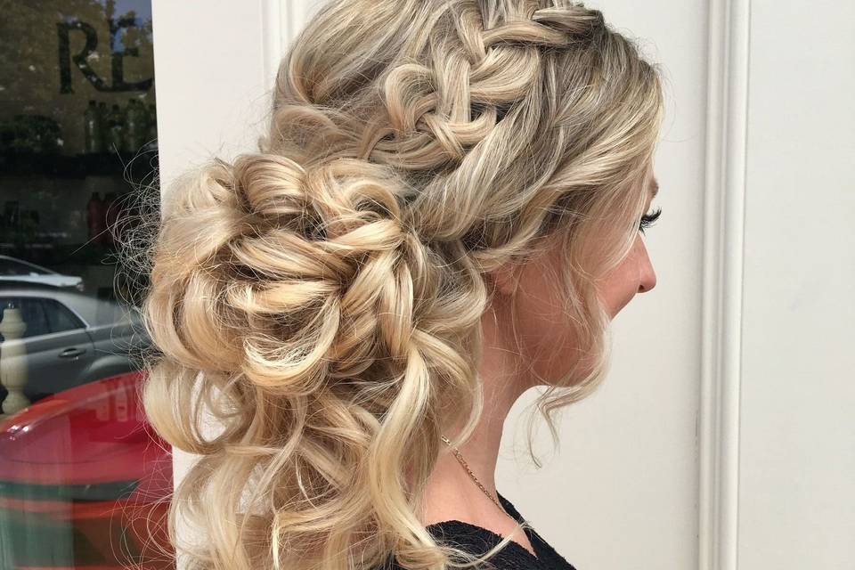 Braided and curled hair