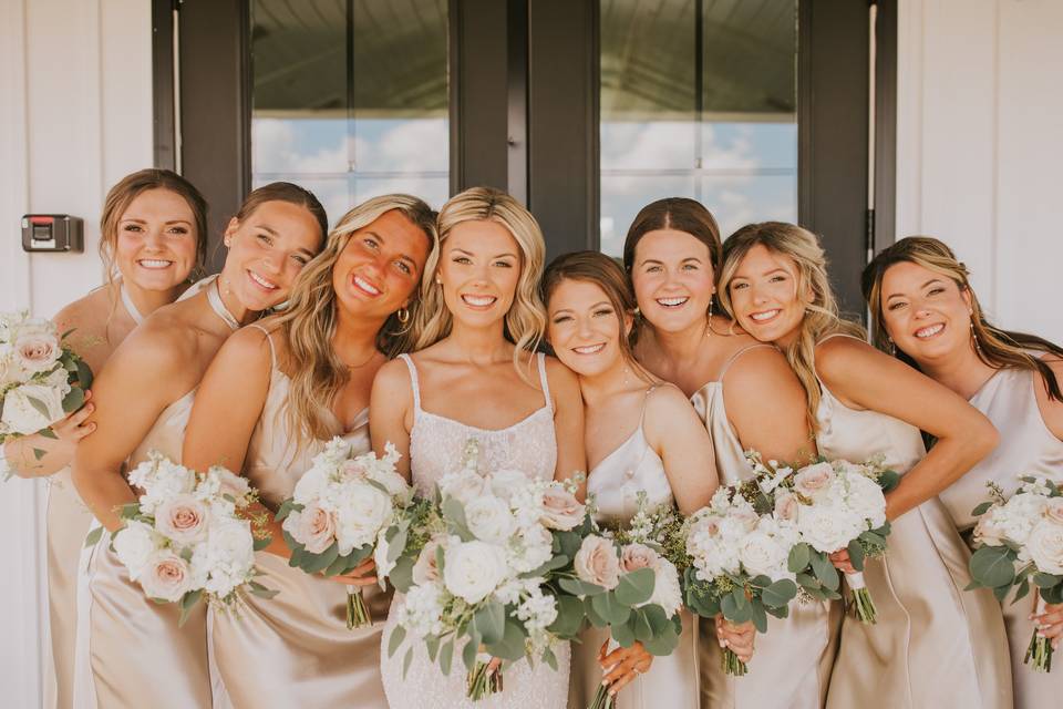 Bride and bridesmaids