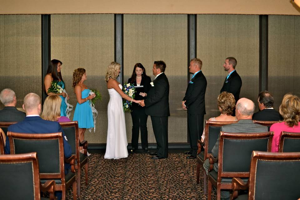 The wedding ensemble as we perform the ceremony with friends and family looking on.