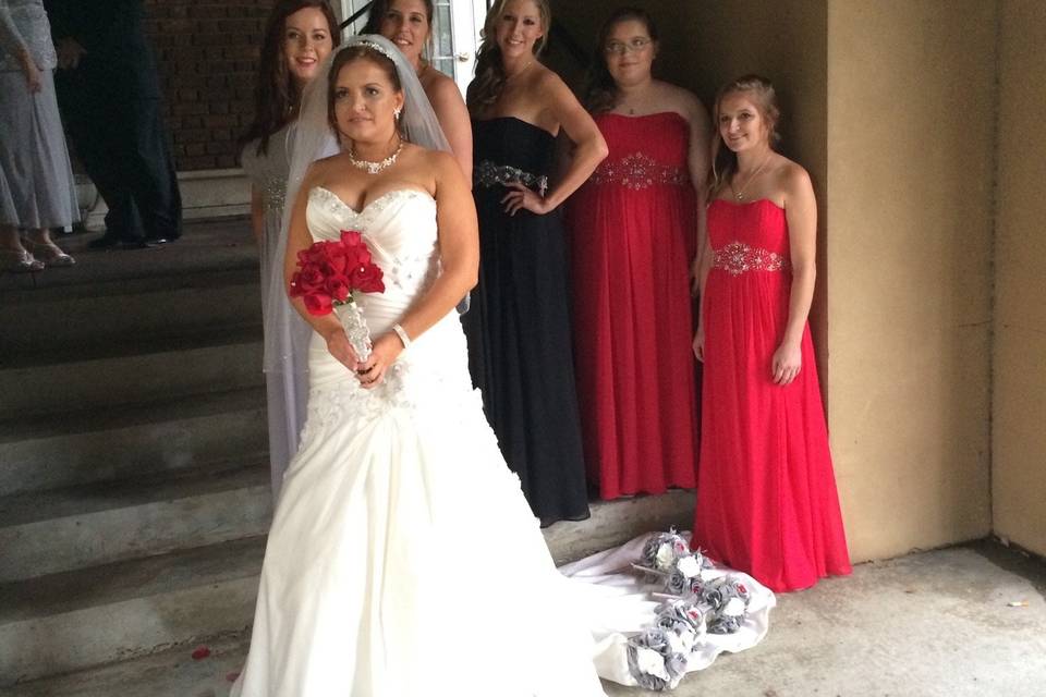 Bride and her bridesmaids