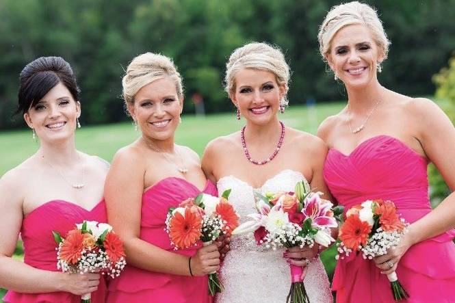 Bride and bridesmaids