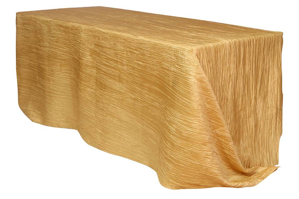 Gold Tablecloths, Gold Rectangular Crinkle Taffeta Table Linens