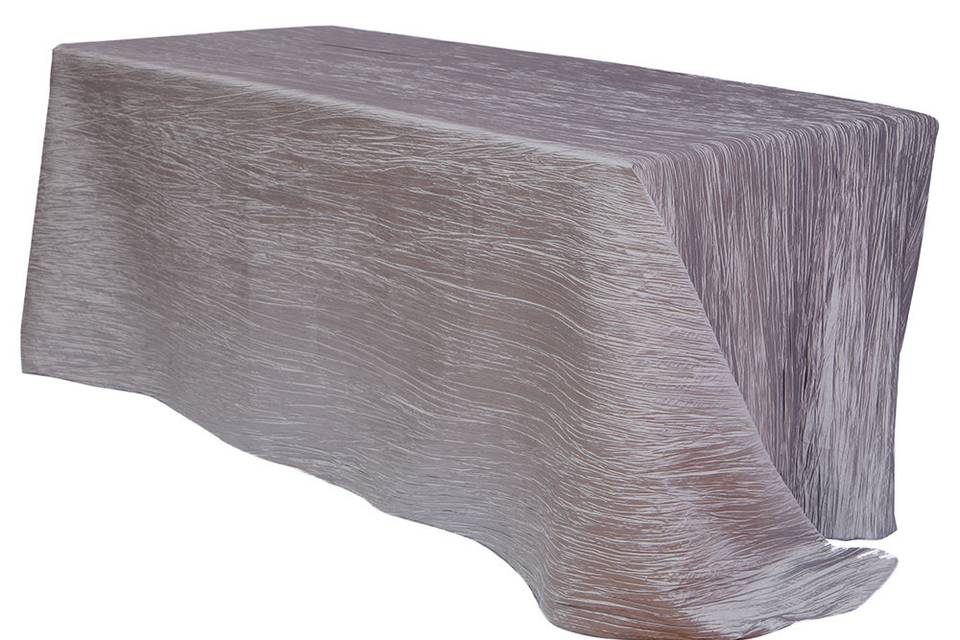 Platinum Tablecloths, Platinum Rectangular Crinkle Taffeta Table Linens