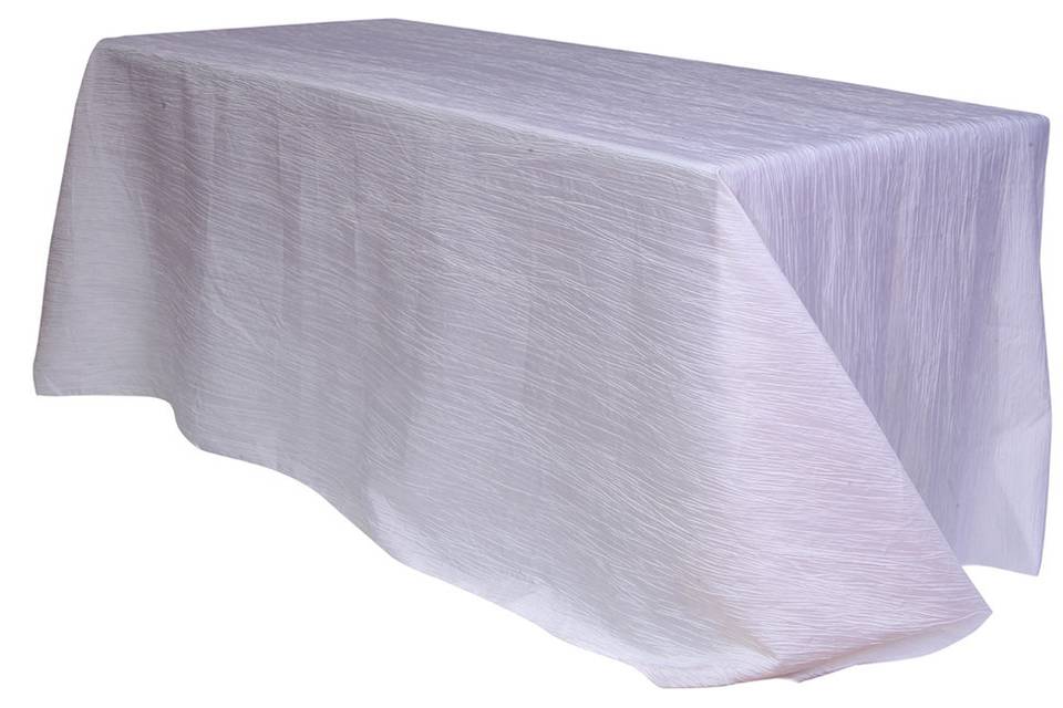 White Tablecloths, White Rectangular Crinkle Taffeta Table Linens